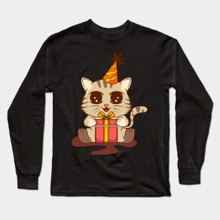 Curious Whiskers: Cat Surprise Box Unboxing Experience Long Sleeve T-Shirt